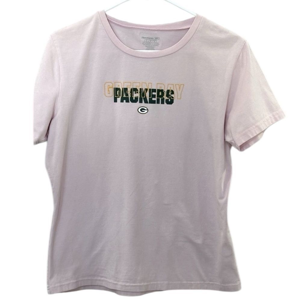 Reebok Green Bay Packers Pink short Sleeve T-shirt Women’s Large.